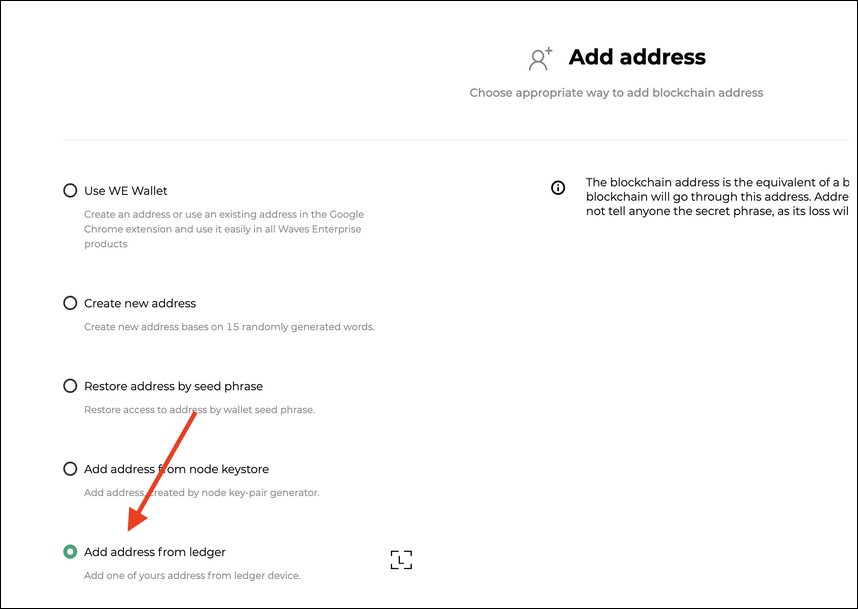 Adding address from Ledger